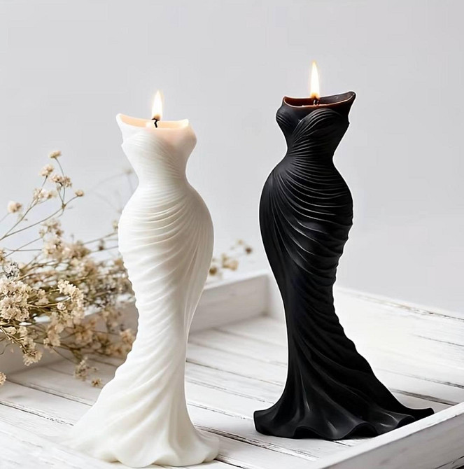 Силіконовий молд свічка вечірня сукня 3D, форма плаття для свічок гіпсу епоксидної смоли Київ - фото 2