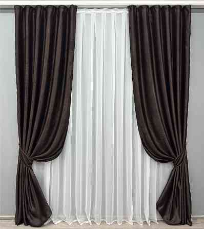 Комплект готових штор VR-Textil Софт № 1743ш 150х275 см 2 шт. Венге (33-0809) Київ