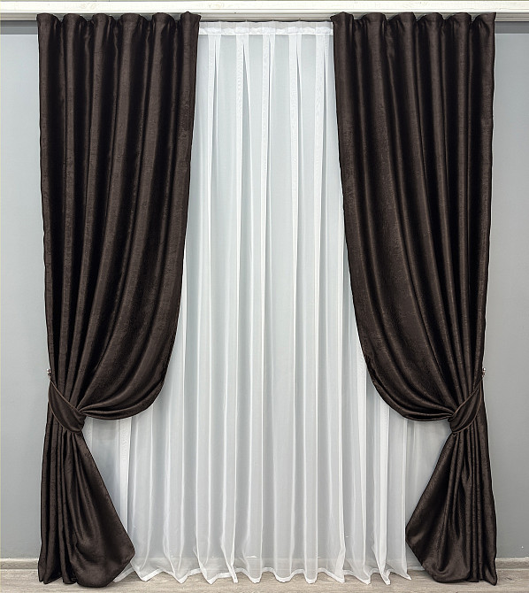 Комплект готовых штор VR-Textil Софт № 1743ш 150х275 см 2 шт. Венге (33-0809) Киев - изображение 2