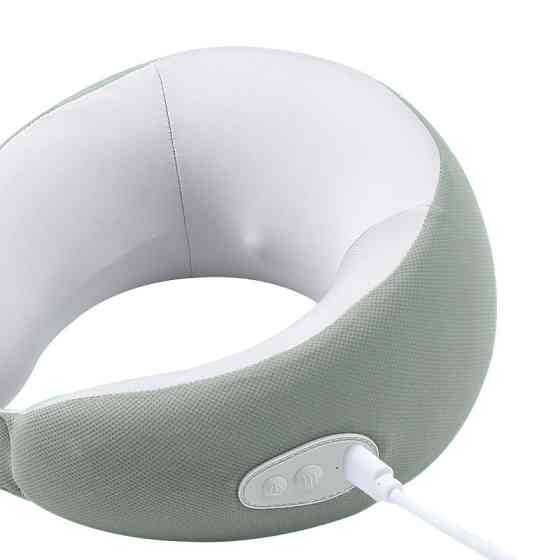 Массажная подушка дорожная U-образная для шеи 1200мАч с роликовым массажем и липучкой для поездок Киев