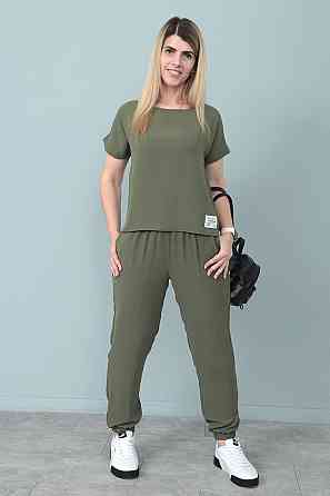 Літній костюм зі штанами на резинці "My day" оптом | Норма і батал Хакі, 50-52 Київ