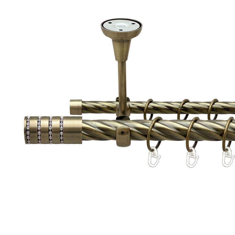 Карниз Orvit Барамелла металевий дворядний відкритий до стелі скручена труба кільце металеве Антик 25\16 мм 160 см (00-00018950) Львів - фото 1