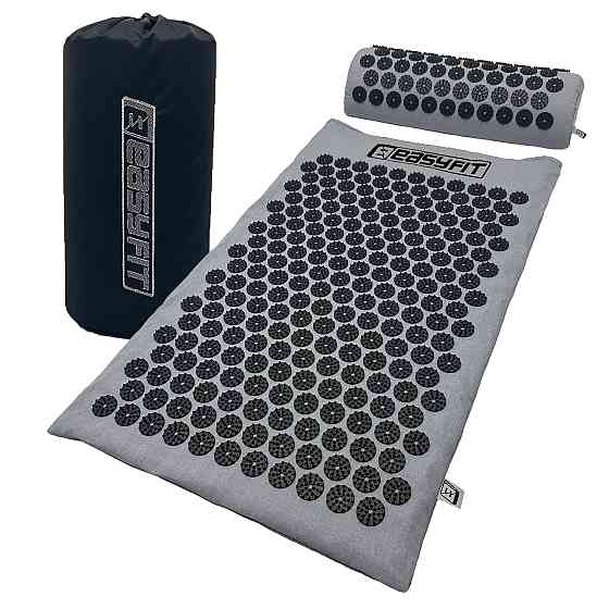 EasyFit Масажний килимок Easyfit з подушкою (аплікатор Кузнєцова) Сірий з чорним Коломия