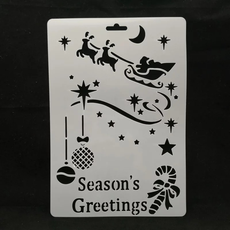 Трафарет для нового года Олени сани 17 на 26 см серый Киев - изображение 1