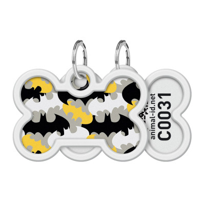 Адресник для тварин WAUDOG Smart ID з QR паспортом "Бетмен візерунок", кістка 40х28 мм (0640-1020) Вінниця - фото 1
