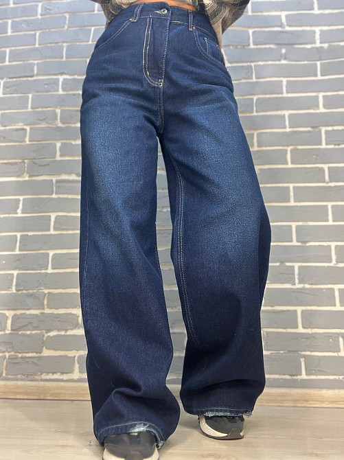Джинси жіночі Its Basic 4107 baggy jeans палаццо широкі від стегна, темно-синій, 34, 34, 70 см, 100 см Київ - фото 3