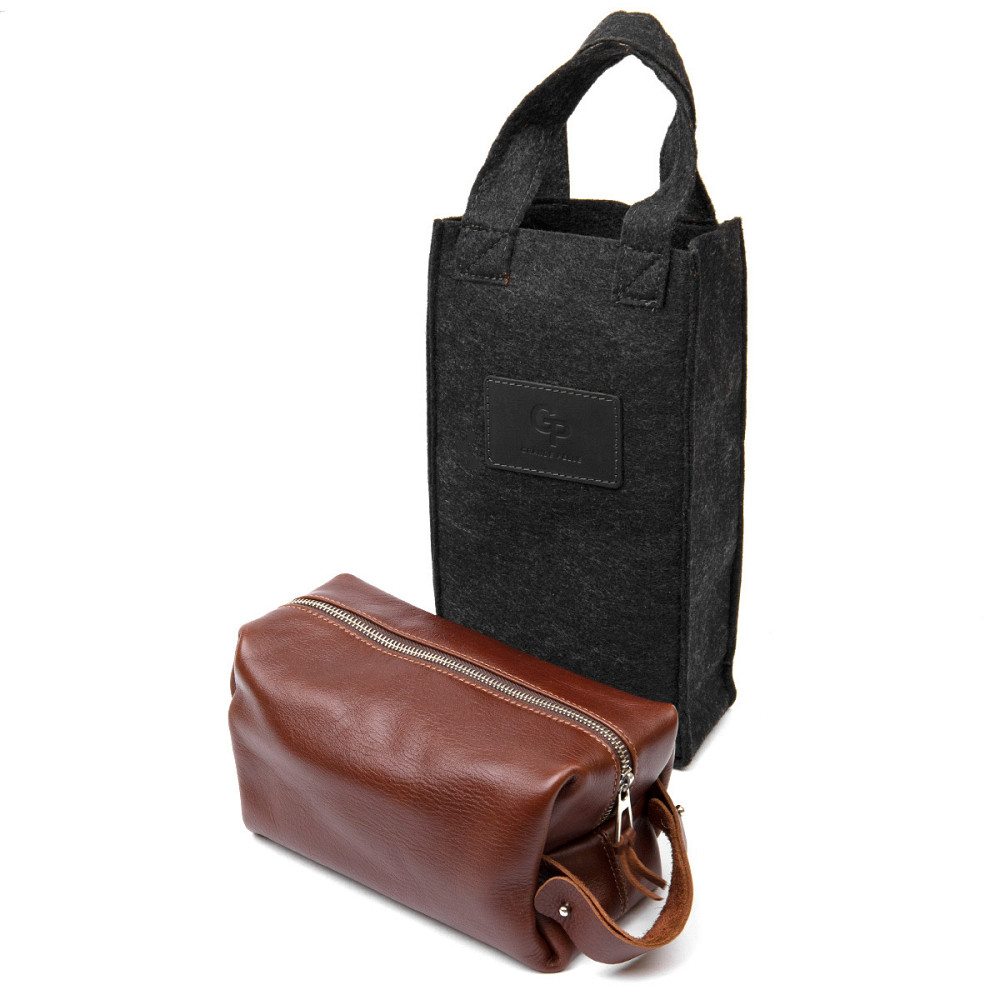 Кожаная мужская косметичка GRANDE PELLE 11418 Коричневый Киев - изображение 4