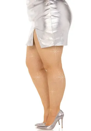 Колготки Leg Avenue Rhinestone micro net tights Plus size Caramel, дрібна сітка, стрази Львів