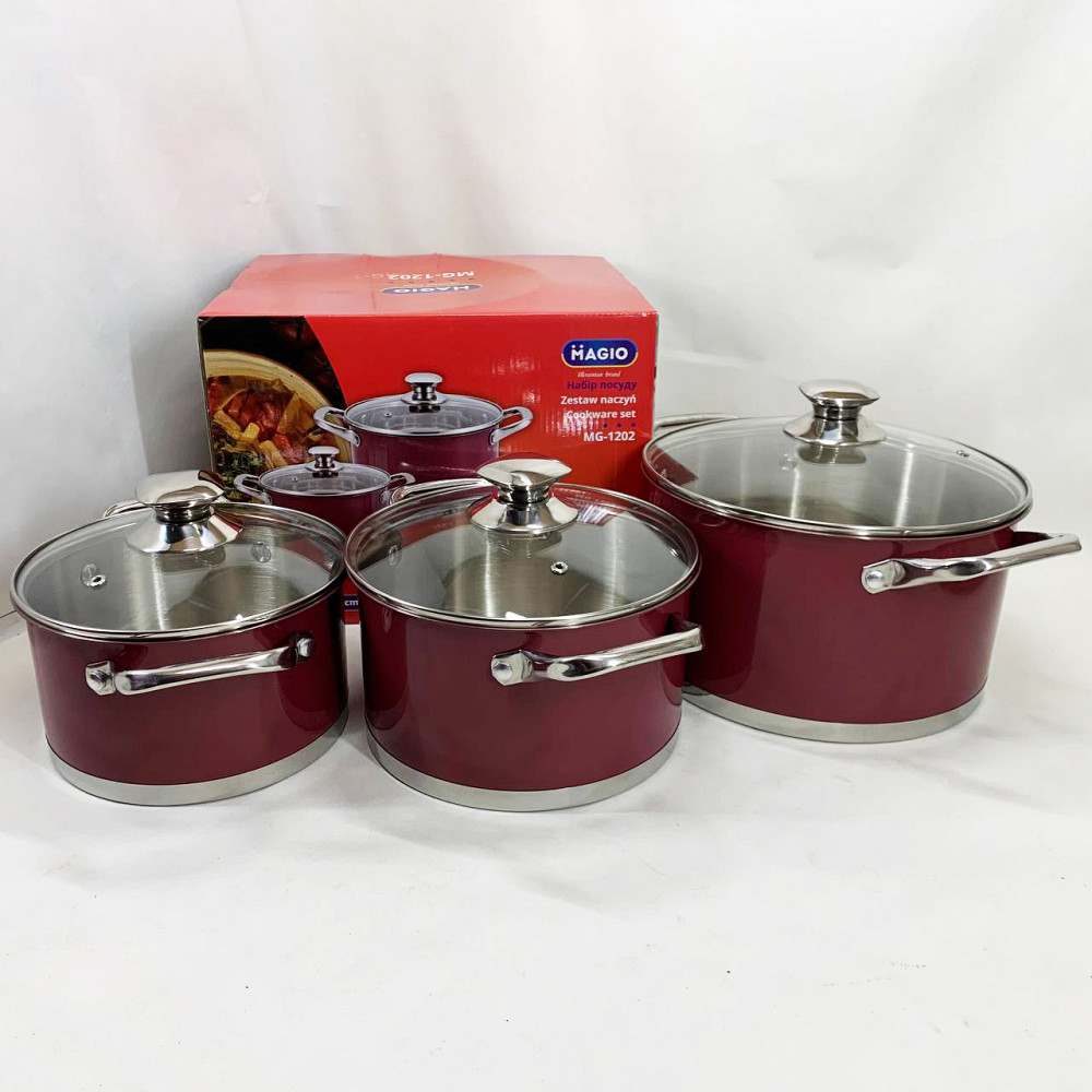 Набор качественных каструль MAGIO MG-1202 6 шт, Хорошие кастрюли, Кастрюля из нержавеющей стали YD-82 Львов - изображение 3