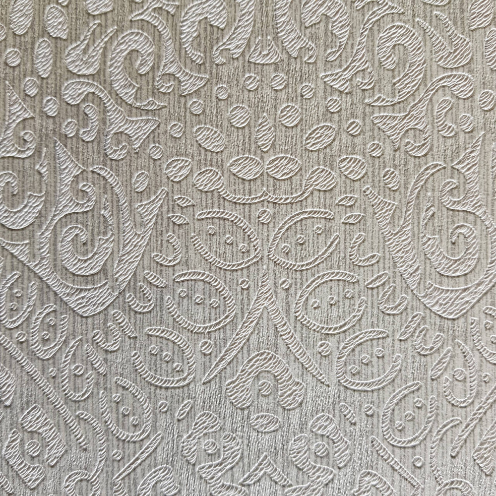 Шпалери метрові вінілові на флізелін Yuanlong Samsara східний стиль вензель білі сріблясті 3д Київ - фото 1