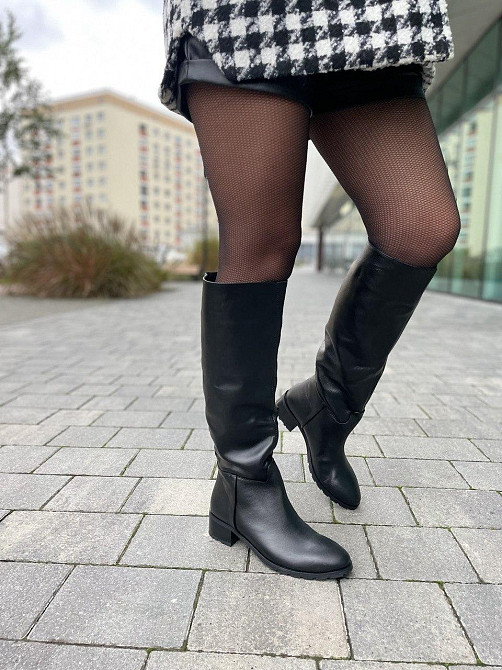 Valiente Чоботи жіночі VALIENTE чорні натуральна шкіра висота 43см обхват 38см размеры 36р. 38р Коломыя - изображение 3