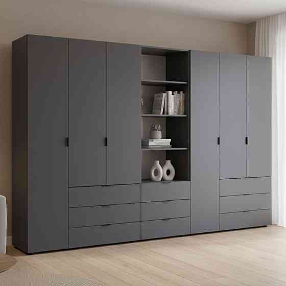 Шкаф для одежды Doros Гелар Графит 3+3ДСП с пеналом 292.4х49.5х203.4 (DRS-011924) Днепр