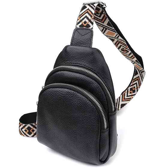 Жіноча сумка слінг із натуральної шкіри Чорний (Vintage) Київ