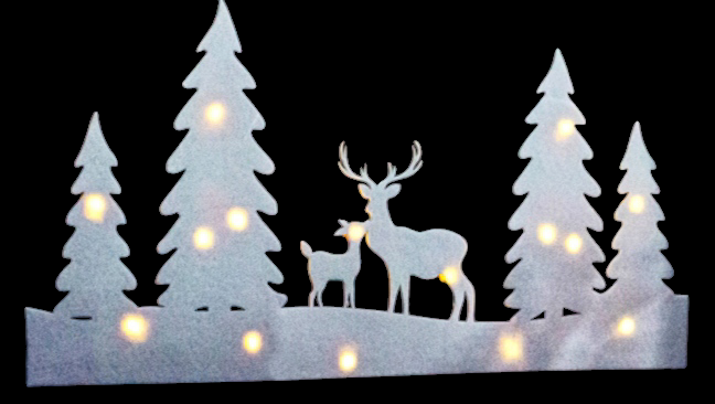 Светодиодное новогоднее украшение елочки и олени на окно или стену 60 на 30 см из фетра Германия белый Киев - изображение 5