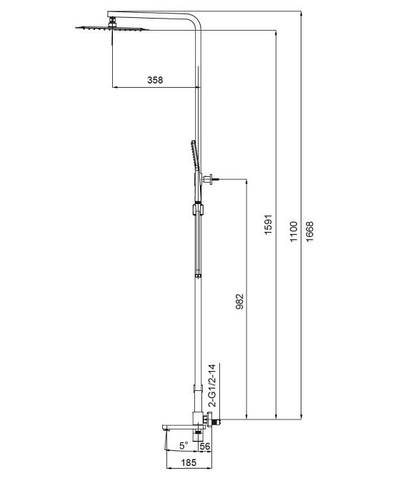 Душова колона із змішувачем KOER KB-56010-01 (Колір хром) (KR3494) ( 35805 ) Харьков - изображение 3
