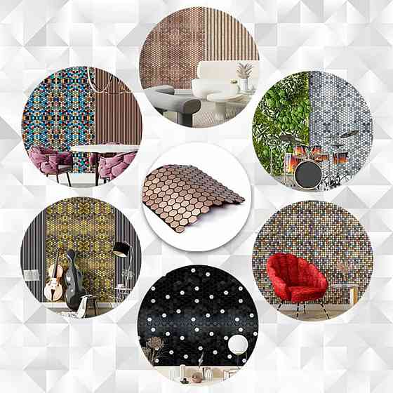 Самоклеющаяся алюминиевая плитка 300х300х3мм Золотые соты SW-00001924 Днепр