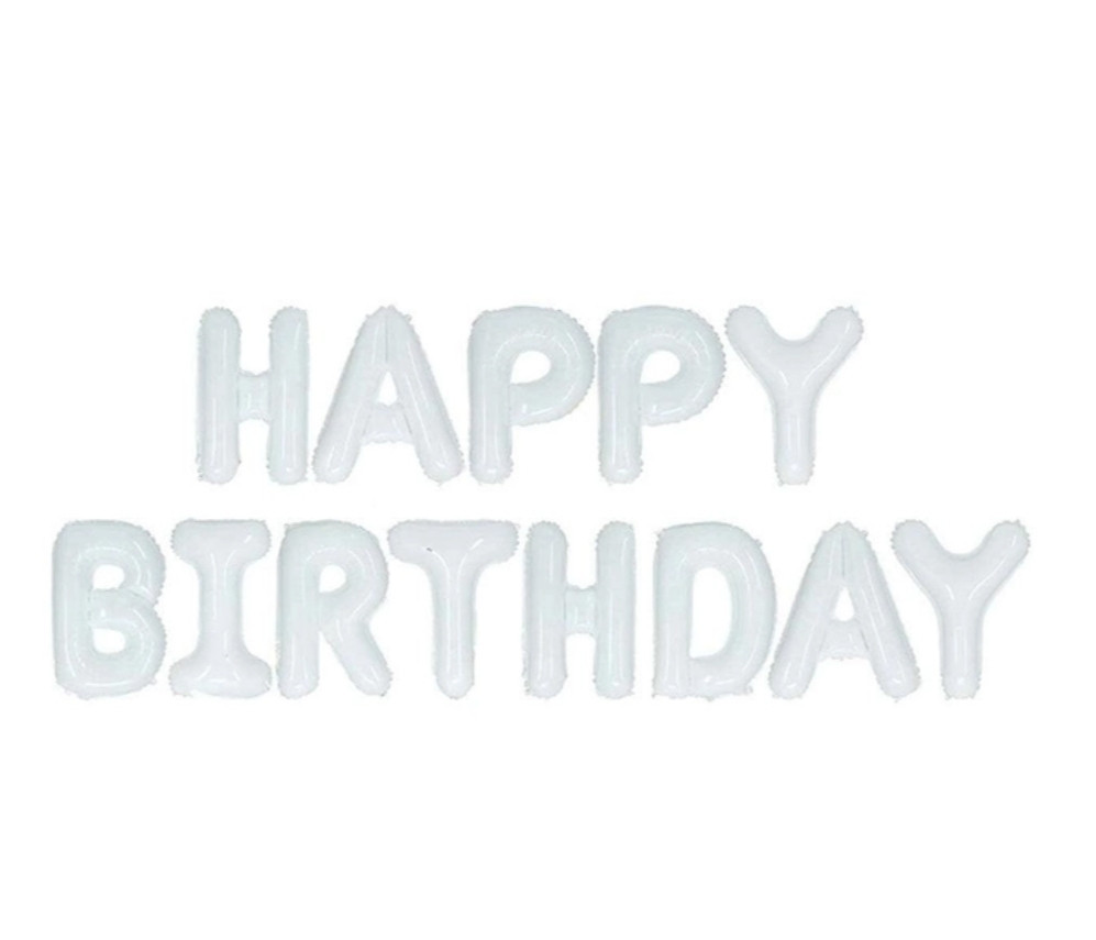 Фольговані надувні повітряні кулі літери гірлянда Happy Birthday біла Київ - фото 2