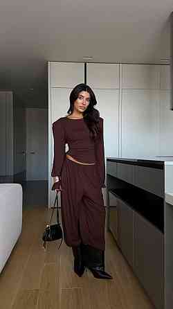 Стильний жіночий повсякденний костюм-двійка турецька віскоза Шоколад, 42/44 Одеса