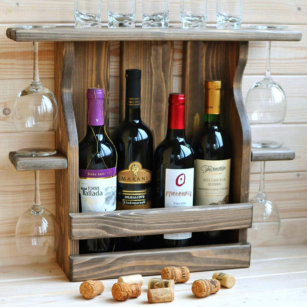 Настінна винна полиця "Накагута 4" палісандр Миколаїв - фото 1