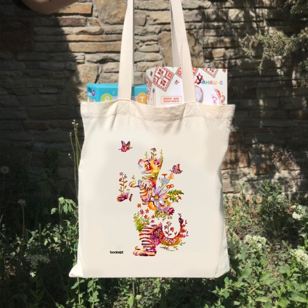 Екошопер BookOpt BK4050 Грайливий кіт з метеликом бежевий Луцьк - фото 3