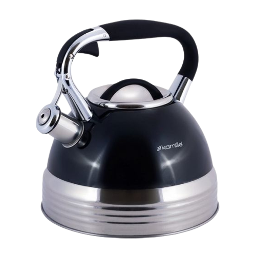Чайник 2,7л нержавіюча сталь зі свистком з ручкою "soft-touch" (білий,беж,чорний) 0696BL KAMILLE Житомир - фото 1