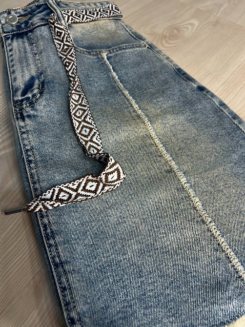 Юбка женская джинсовая Liana 426 средней длины с бахромой и этнопоясом голубая, голубой, 25, 25, 70 см, 97 см Киев - изображение 10