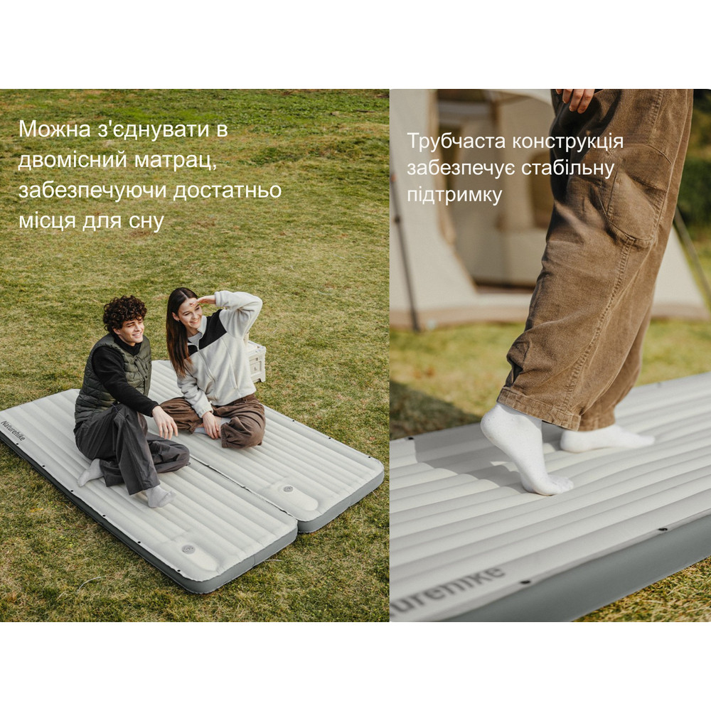 Матрац туристичний надувний одномісний  Naturehike CNK2450WS035, 198х68х9.5 см, коричневий із вбудованою помпою для надування Киев - изображение 5