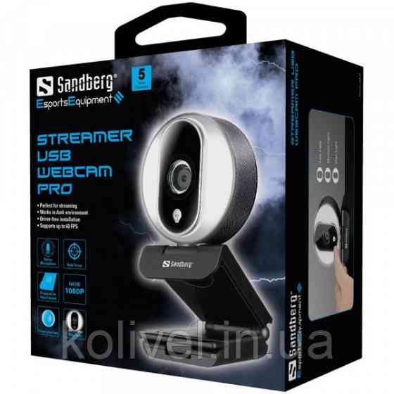 Веб-камера Sandberg Streamer Webcam Pro Full HD Autofocus Ring Light (134-12) Київ
