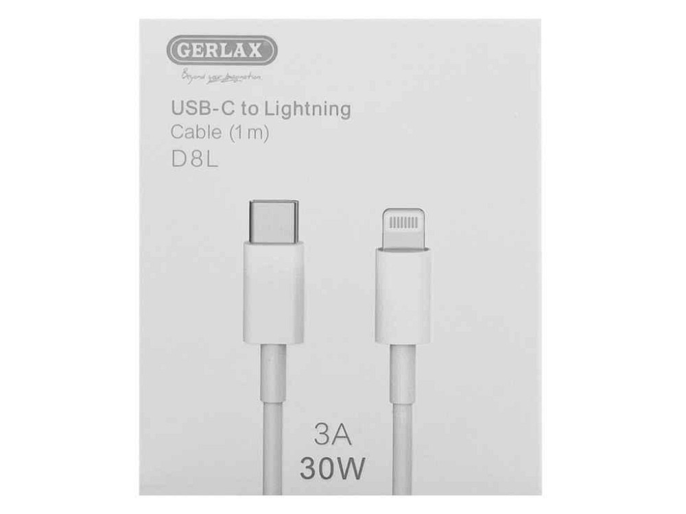 Кабель Type-C-Lightning iPhone PD Type-C для Lightning (11, 11 Pro, 11 Pro Max) D8L 3A/30w белый 1м ТМ Gerlax Solmir Solmir Solmir Київ - фото 1