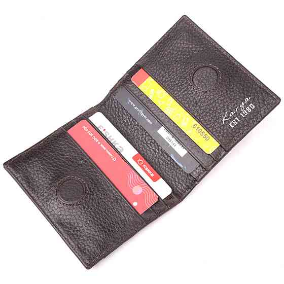 Красива візитниця з натуральної фактурної шкіри KARYA 20994 Коричневий Київ