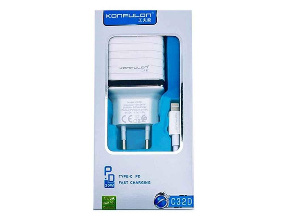 Сетевое зарядное устройство Type C to iPhone Lightning C32DDC13 PD 20w ТМ Konfulon Киев - изображение 1