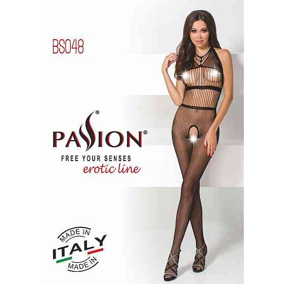 Бодистокинг Passion BS048 black, комбинезон, имитация колгот и открытого топа Sex Aura Киев