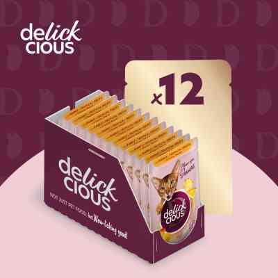 Влажный корм для кошек Delickcious Хлопья с уткой и лесными ягодами в сливочном соусе 80 г (4820269141834) Винница