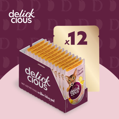 Влажный корм для кошек Delickcious Хлопья с уткой и лесными ягодами в сливочном соусе 80 г (4820269141834) Винница - изображение 5