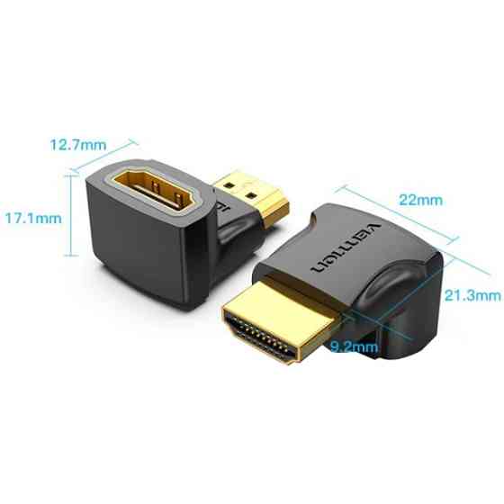 Перехідник HDMI F --> HDMI M, кут 90° 4K 60Hz PVC Vention чорний Вінниця