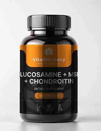 Глюкозамін + MSM + Хондроїтин, Glucosamine + MSM + Chondroitin VitalHarmony , 90 капсул Дніпро