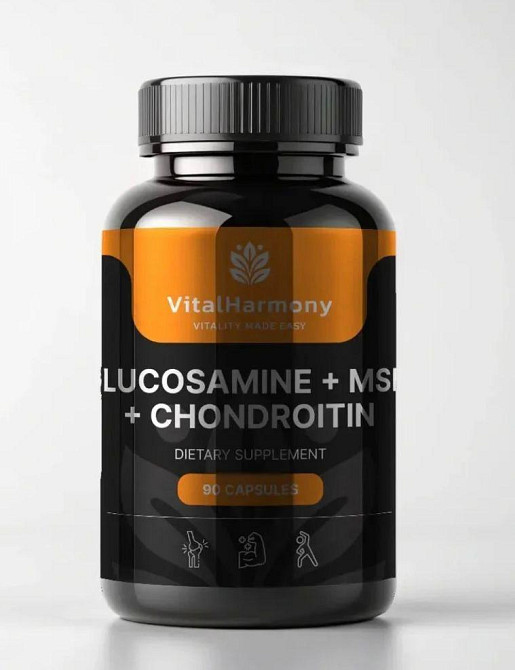 Глюкозамин + MSM + Хондроитин, Glucosamine + MSM + Chondroitin VitalHarmony , 90 капсул Днепр - изображение 1