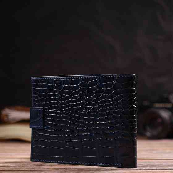 Вместительное горизонтальное портмоне для мужчин из натуральной кожи с тиснением под крокодила (CANPELLINI) Киев
