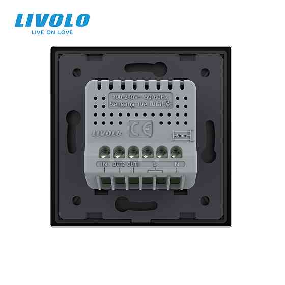 Сенсорна кнопка 2 сенсора Сухий контакт Livolo чорний скло (VL-C702IH-12) Коломыя