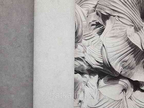 Шпалери вінілові на флізеліні гарячого тиснення DU&KA 1.06х10 вензель основа під штукатурку сірі коричневі Київ