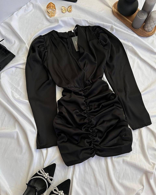 Женское элегантное привлекательное платье из шелка армании. Черный, 42/44 Одесса - изображение 3