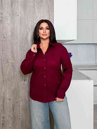 Жіноча базова сорочка оверсайз із котону Бургунді, 42/46 Одеса