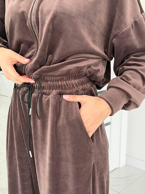 Жіночий сильний повсякденний велюровий костюм-двійка Шоколад, 42/44 Одеса - фото 4