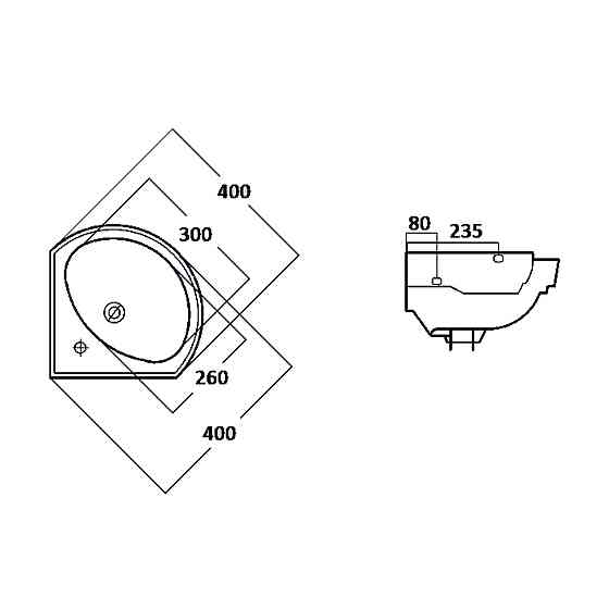 УМЫВАЛЬНИК КУТОВИЙ 40 CORNER WB-CO-40 (000032021) Киев