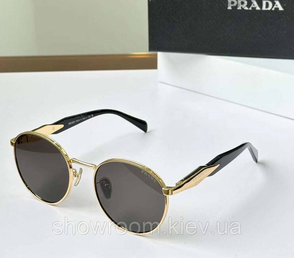 Жіночі круглі брендові окуляри Pr (56ZS) Lux gold Київ - фото 3