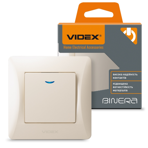 BINERA крем Вимикач внутрішній 1кл з підсвічуванням Videx Житомир - изображение 1