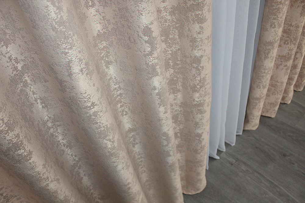 Комплект штор на люверсах VR-Textil Жаккард Sultan YL № 1290ш Бежево-пудровый 150х250 см 2 шт (37-0025) Киев - изображение 7