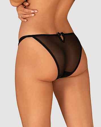 Полупрозрачные трусики с подвеской Obsessive Ivannes panties black 2XL/3XL, черные Sex Aura Киев