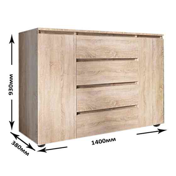 Комод Эверест КЛ-4 Лайт (телескопические) 140х38х93 см Дуб сонома (DTM-4645) Львов