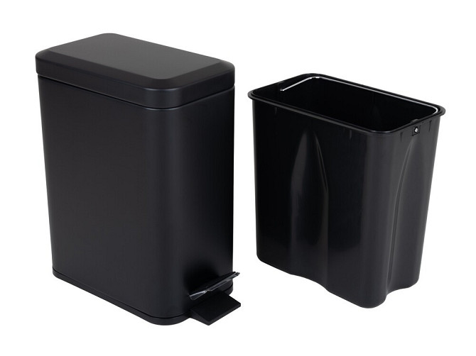 Мусорное ведро с плавным закрытием прямоугольное Zerix Sansa-TC0105 Black 5 л цвет черный нерж. сталь (ZX5894) Черновцы - изображение 5